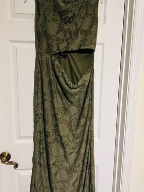 Cutout Maxi Dress in Olive Floral